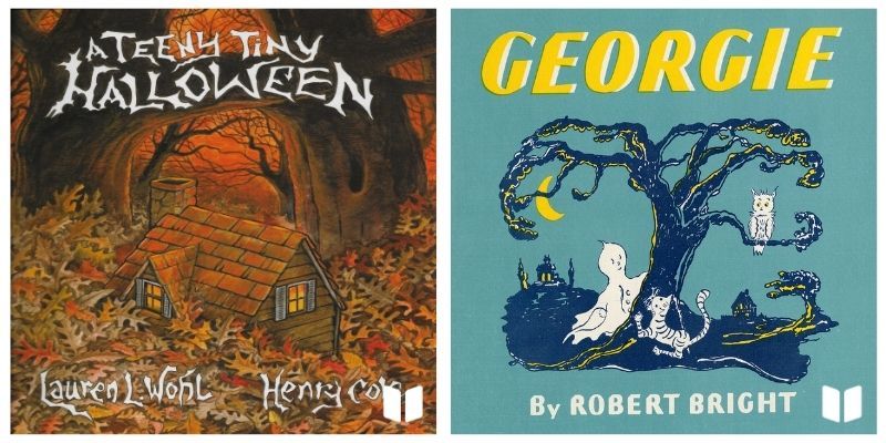 Teeny Tiny Halloween audiobook cover and Georgie audiobook cover