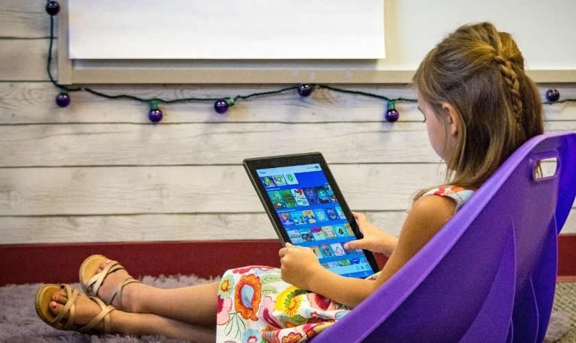 Girl listening independently