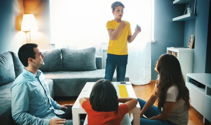 family playing charades